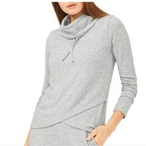1.State Cowl Neck Drawstring Pullover Sweater M color silver heather NWT